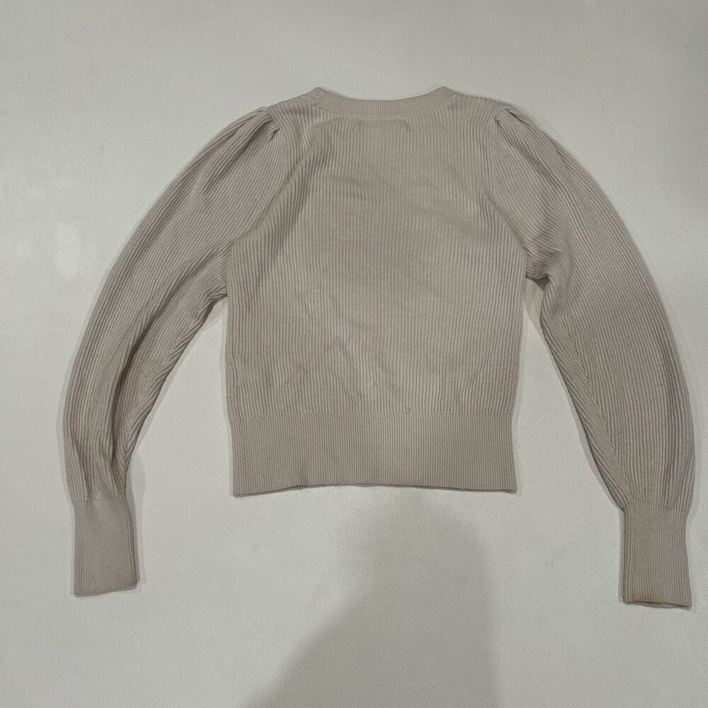 Abercrombie & Fitch Ribbed Puff Sleeve Crop Sweater Size S Neutral Beige